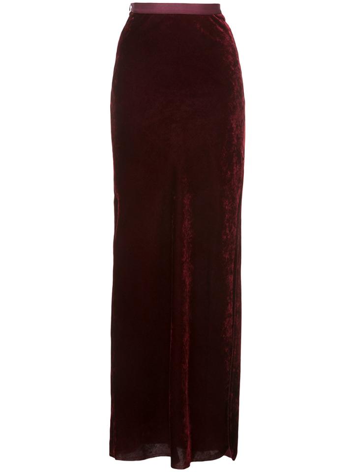 Nili Lotan Long Velvet Skirt - Red