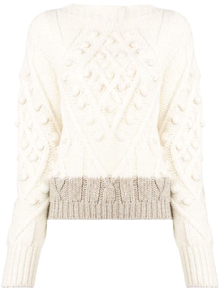 Moncler Two-tone Bobble Sweater - White