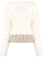 Moncler Two-tone Bobble Sweater - White