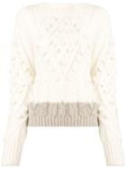 Moncler Two-tone Bobble Sweater - White