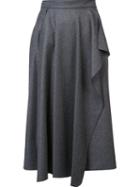 Maison Rabih Kayrouz Pleated Draped Detail Skirt, Women's, Size: 38, Grey, Virgin Wool