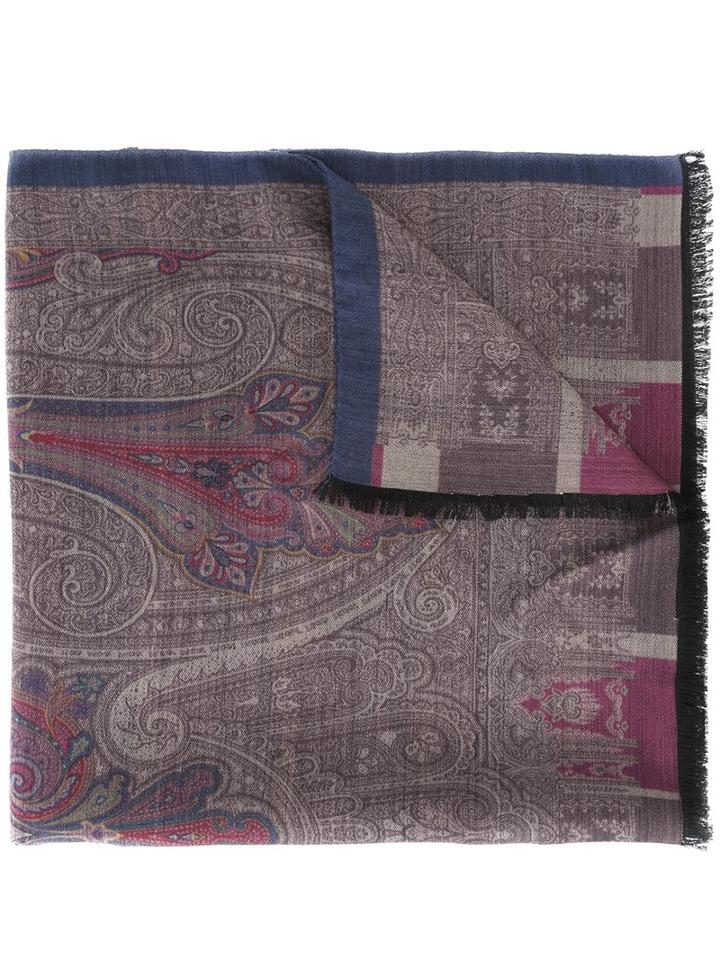Etro Double 'riga' Scarf, Men's, Blue, Silk/wool