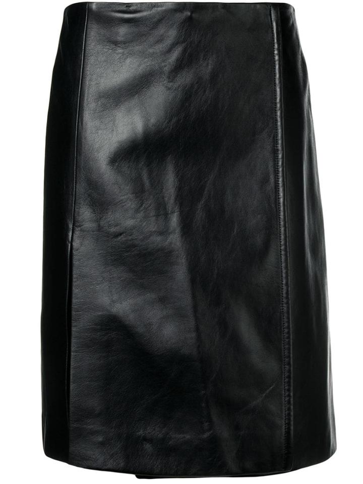 Prada Leather Straight Skirt - Black