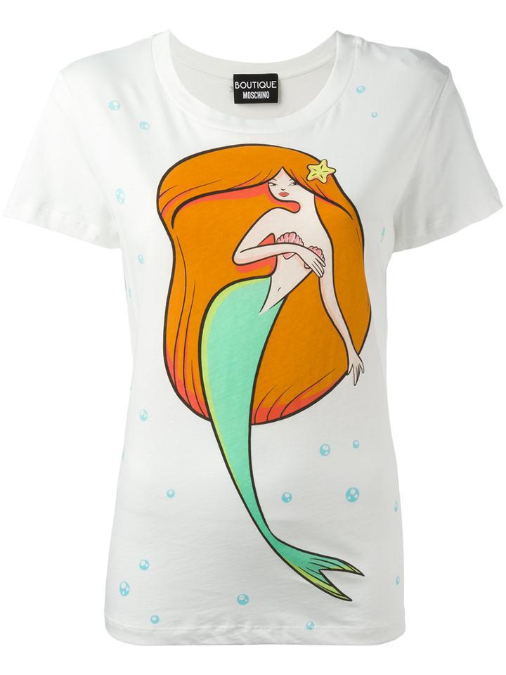 Boutique Moschino Shell Print Tank, Women's, Size: 40, White, Cotton