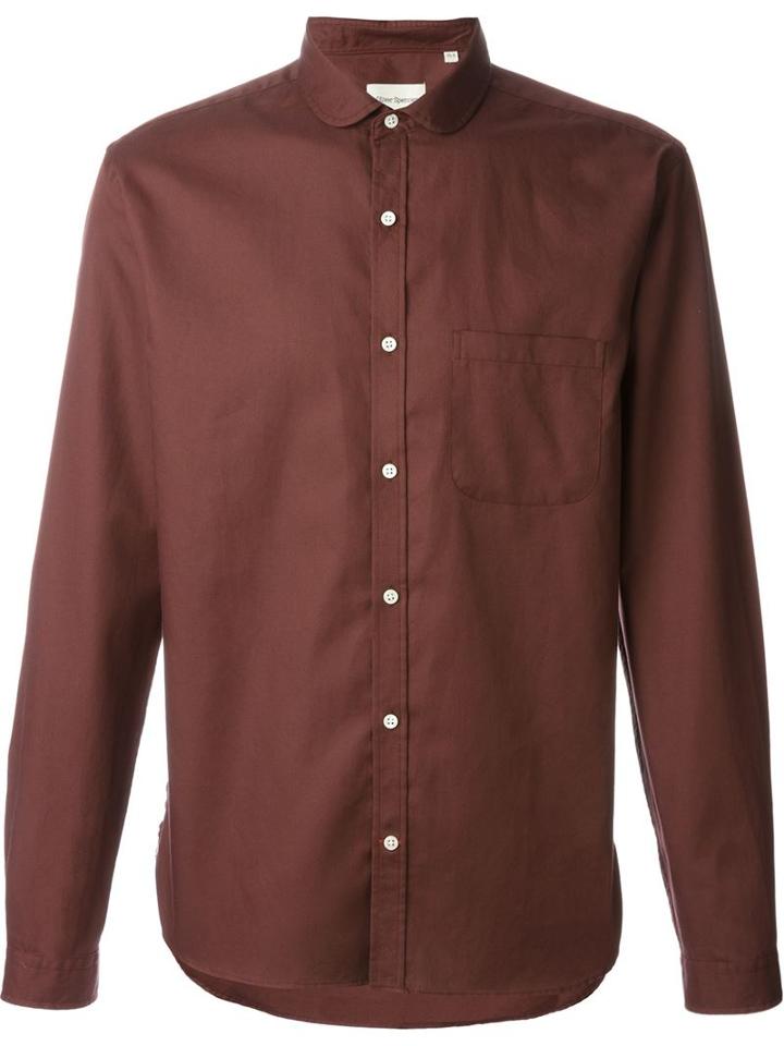 Oliver Spencer Eton Collar Shirt, Men's, Size: 15 1/2, Red, Cotton