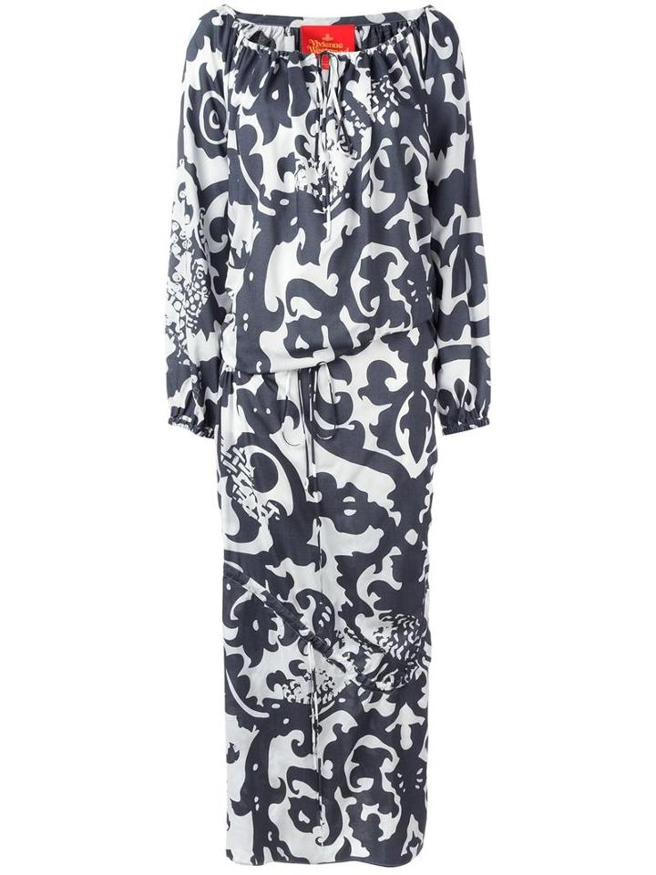 Vivienne Westwood Red Label Arabesque Print Maxi Dress, Women's, Size: 40, Grey, Viscose