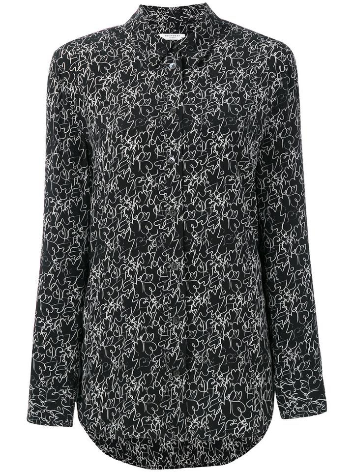 Equipment - Reese Heart Print Shirt - Women - Silk - S, Women's, Black, Silk