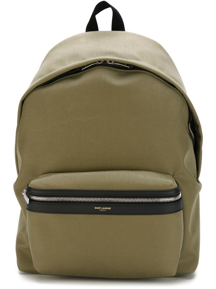 Saint Laurent Hunting Backpack, Green, Leather/cotton
