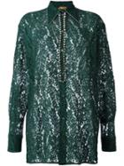 No21 Embellished Lace Shirt, Women's, Size: 42, Green, Cotton/polyamide/viscose/glass