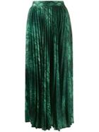Andamane Snakeskin Print Pleated Skirt - Green