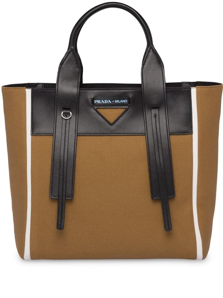 Prada Prada Ouverture Canvas And Leather Bag - Brown