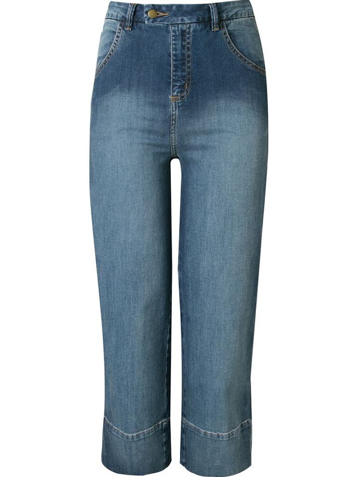 Andrea Marques High Waisted Cropped Jeans, Women's, Size: 40, Blue, Cotton/spandex/elastane