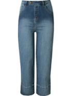 Andrea Marques High Waisted Cropped Jeans, Women's, Size: 40, Blue, Cotton/spandex/elastane