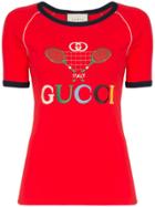 Gucci Tennis Racket Logo Printed T-shirt - Red