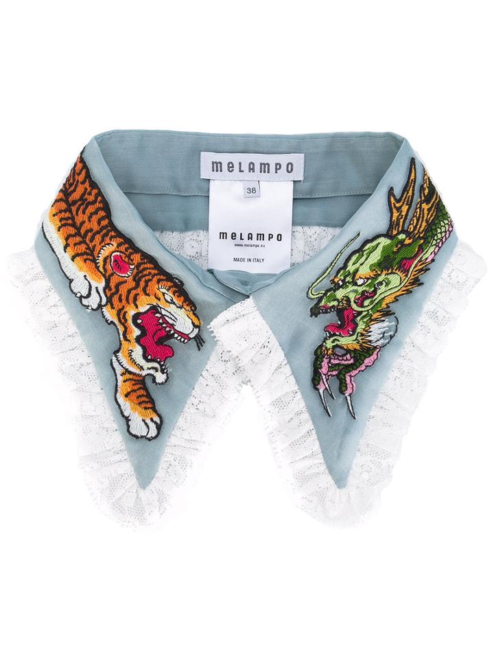 Melampo - Embroidered Collar - Women - Silk/polyester - One Size, Blue, Silk/polyester