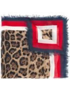 Gucci Leopard Web Trim Print Shawl, Brown, Silk/modal