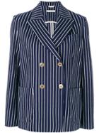 Circolo 1901 Striped Double-breasted Blazer - Blue