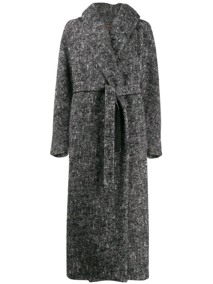 Max Mara Atelier Long Belted Coat - Black