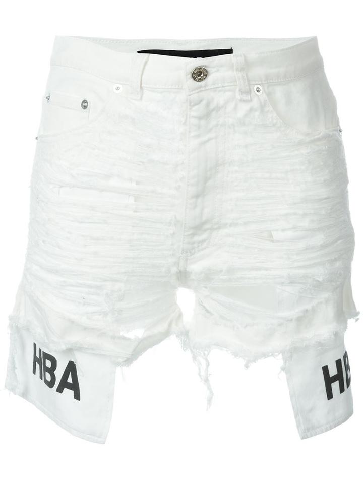 Hood By Air Distressed Denim Shorts, Women's, Size: 27, Nude/neutrals, Cotton/spandex/elastane