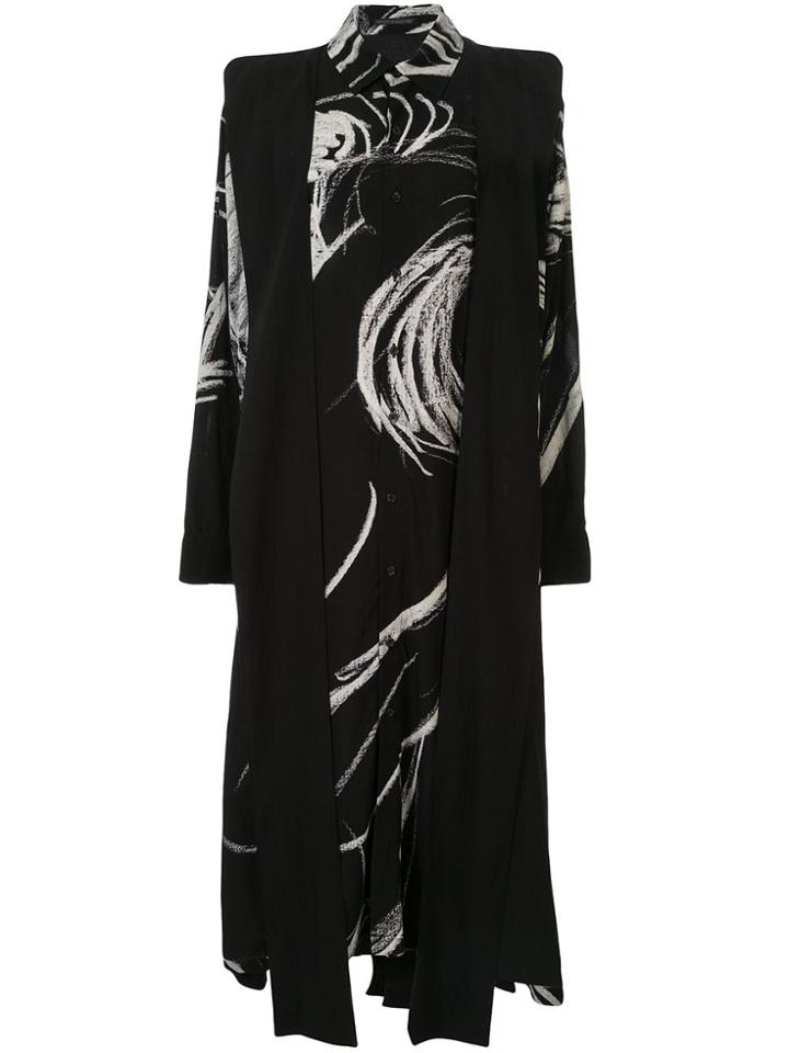 Yohji Yamamoto Abstract Print Shirt Dress - Black