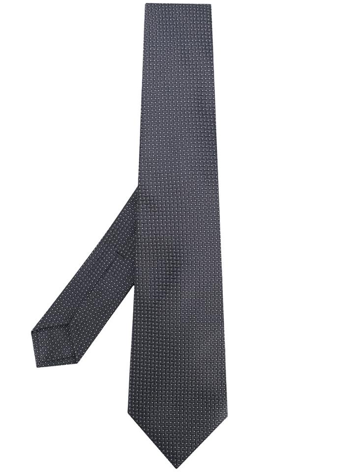 Kiton Geometric Patterned Tie - Grey