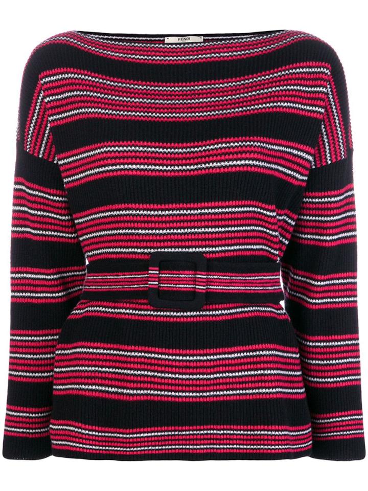 Fendi Long-sleeve Striped Sweater - Pink & Purple