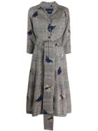 Samantha Sung Prince Of Wales Butterfly-print Dress - Grey