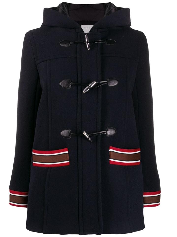 Sandro Paris Faust Duffle Trimmed Coat - Blue