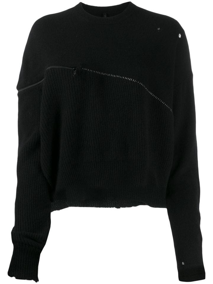 Unravel Project Oversized Zipped Jumper - Black