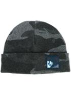 Moncler Gamme Bleu Camouflage Print Beanie, Adult Unisex, Grey, Virgin Wool