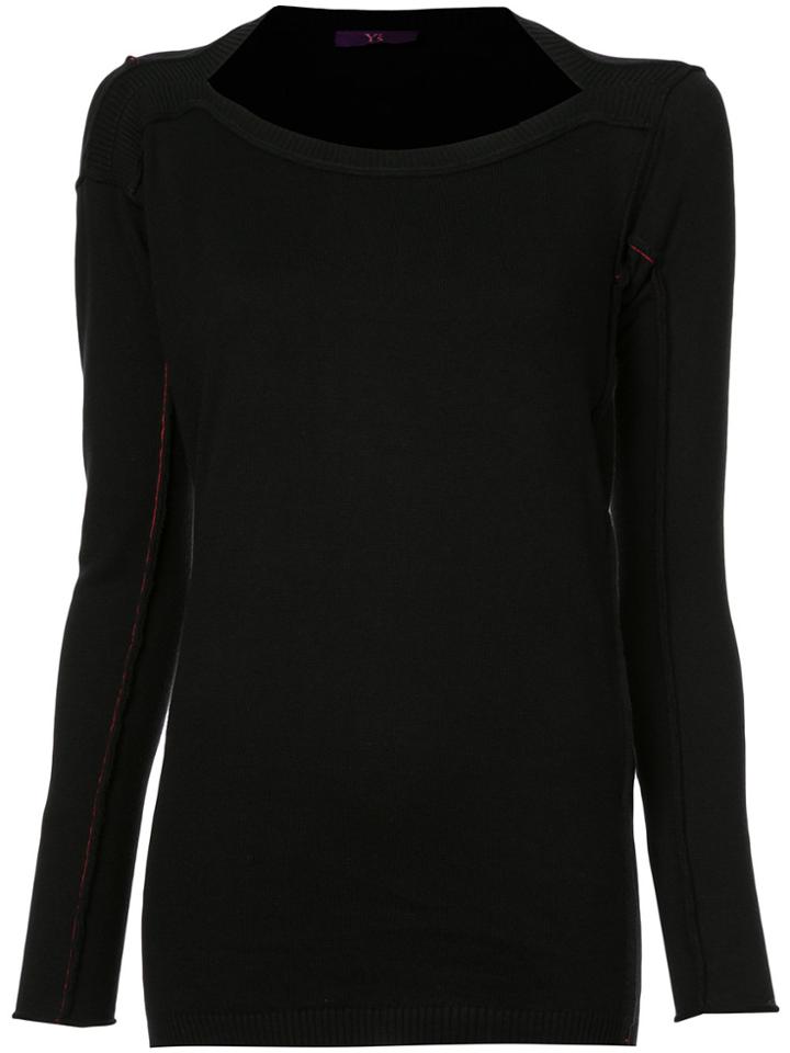 Y's Slash Neck Top - Black