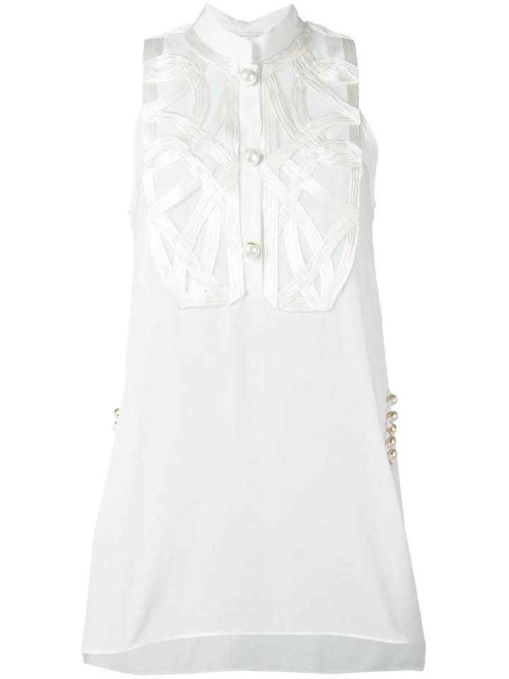 Ermanno Scervino - Embroidered Blouse - Women - Silk/brass/polymethyl Methacrylate - 46, White, Silk/brass/polymethyl Methacrylate