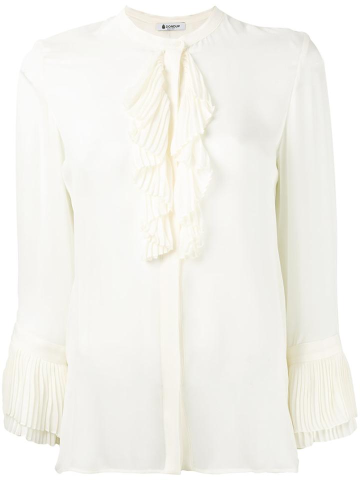 Dondup - Ruffled Trim Top - Women - Silk - 42, Women's, White, Silk
