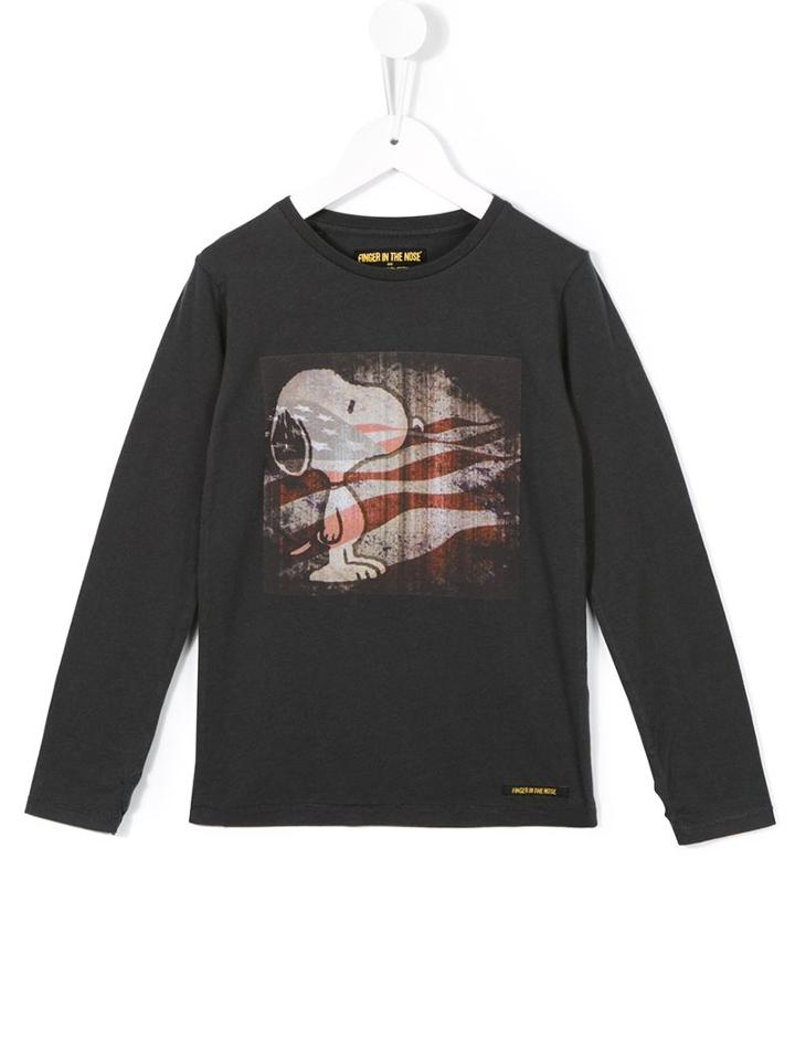 Finger In The Nose Peanuts Flag T-shirt, Boy's, Size: 10 Yrs, Black