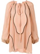 Genny Contrast Trimmed Blouse - Neutrals