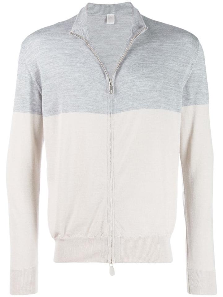 Eleventy Two-tone Zip-up Sweater - Grey