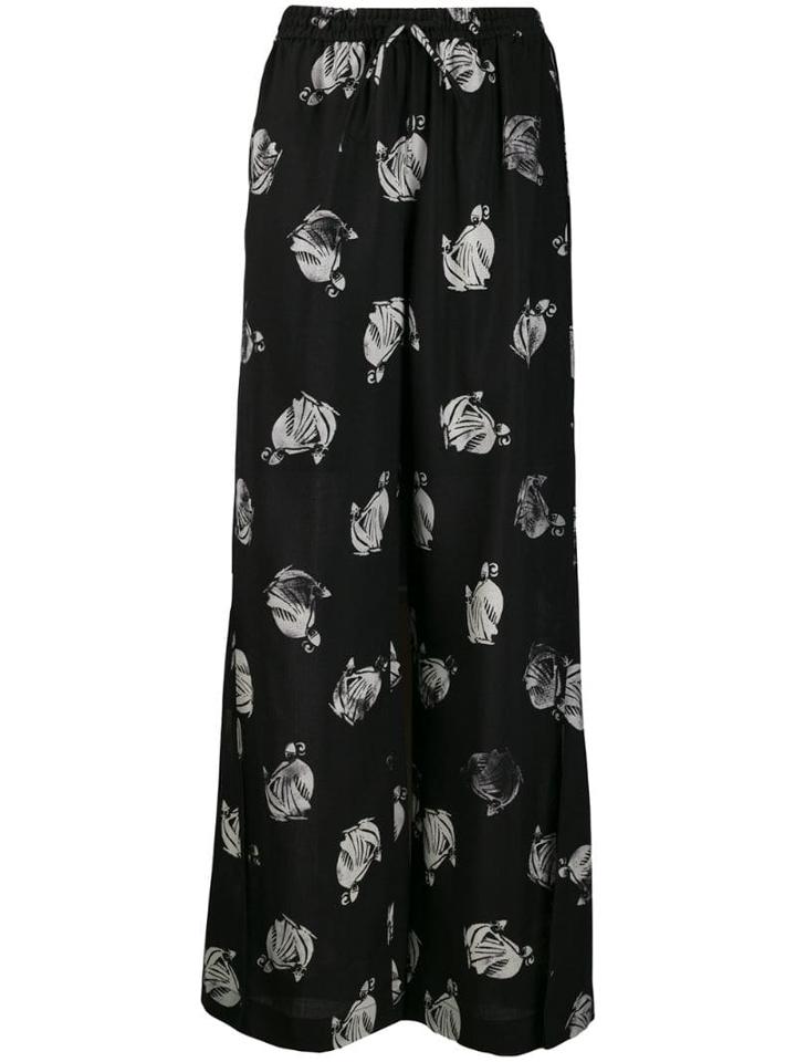 Lanvin Mother And Child Print Palazzo Trousers - Black