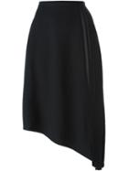 Carven Pleated Detail Asymmetric Skirt, Women's, Size: 42, Black, Polyester/acetate/pbt Elite