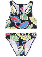 Stella Mccartney Kids Leaf Print Bikini Set - Black