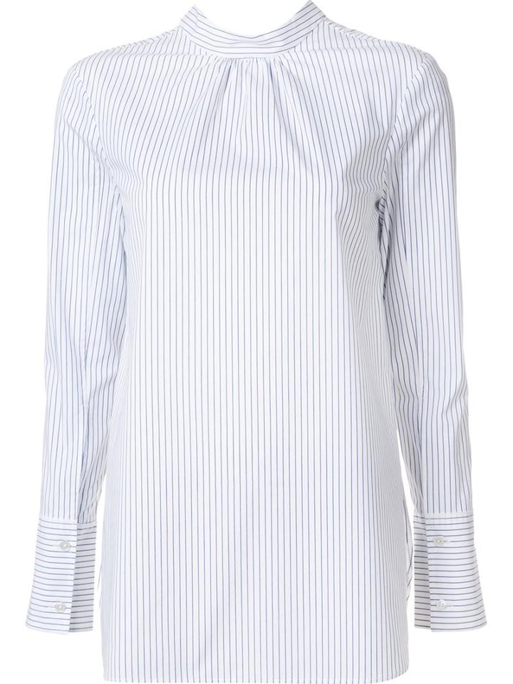 Tibi Back Slit Striped Blouse