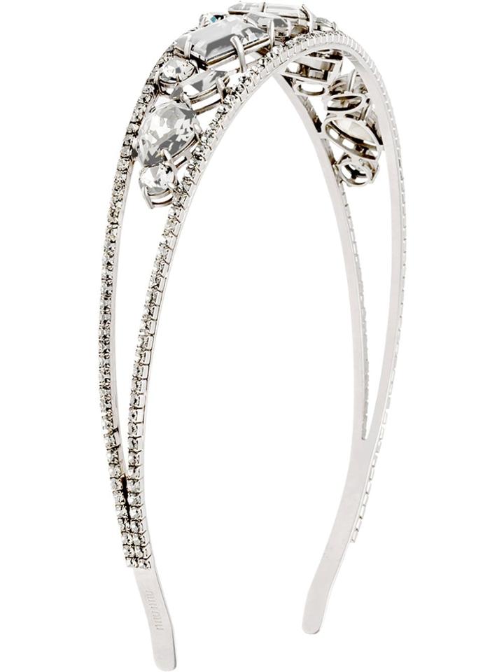 Miu Miu Crystal Embellished Headband - Nude & Neutrals