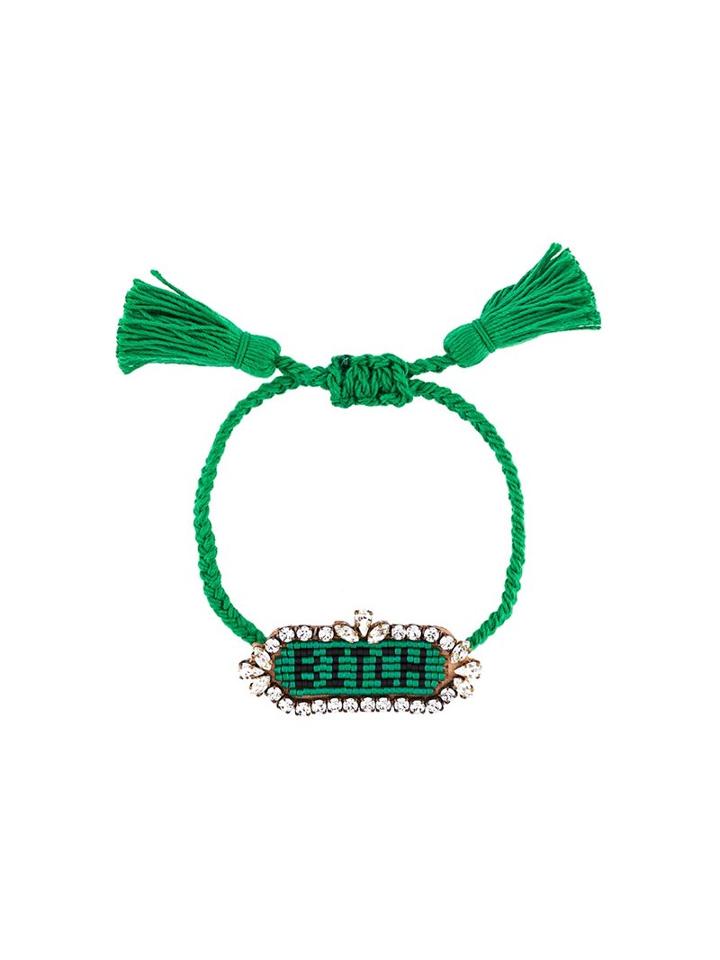 Shourouk 'bitch' Beaded Bracelet, Women's, Green