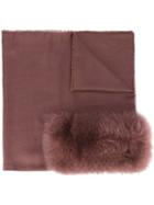 Valentino Fox Fur Trim Scarf, Women's, Pink/purple, Fox Fur/cashmere