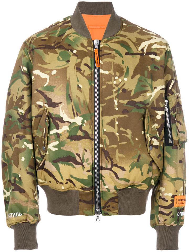 Heron Preston Camouflage Bomber Jacket - Green
