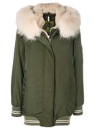 Alessandra Chamonix Clementine Racoon Fur Hooded Coat - Green