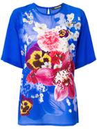 Roberto Cavalli Floral Loose Fit T-shirt - Blue