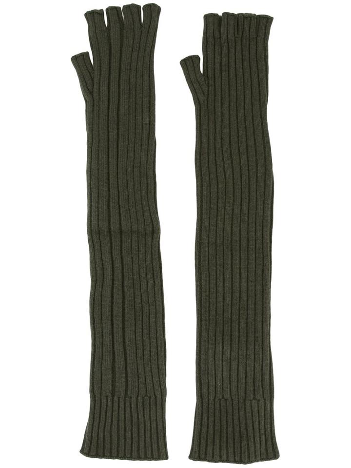 Maison Margiela Long Fingerless Gloves, Women's, Size: Medium, Green, Polyamide/viscose/cashmere/wool