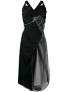 Quetsche Ruched Contrast Midi Dress - Black