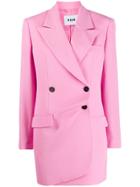 Msgm Longline Double Breasted Blazer - Pink