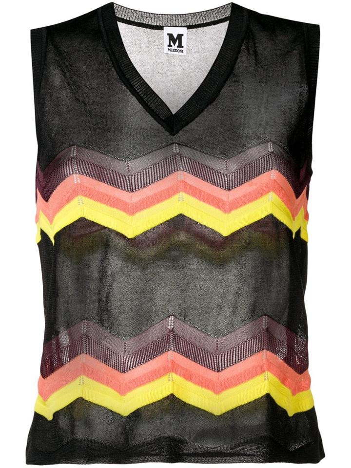 M Missoni Zigzag Pattern Knitted Top - Black